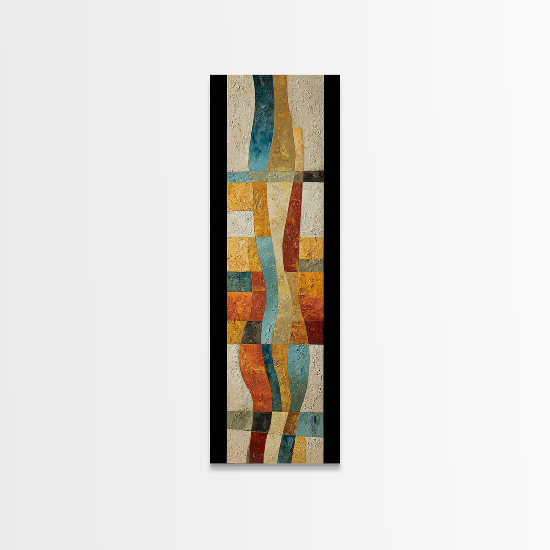 Desert Landscape Reduced to Color Blocks Canvas Print, Midcentury Modern Art, Art Print, Living Room Decor, Oil Painting, Retro, MMA-1x3-44