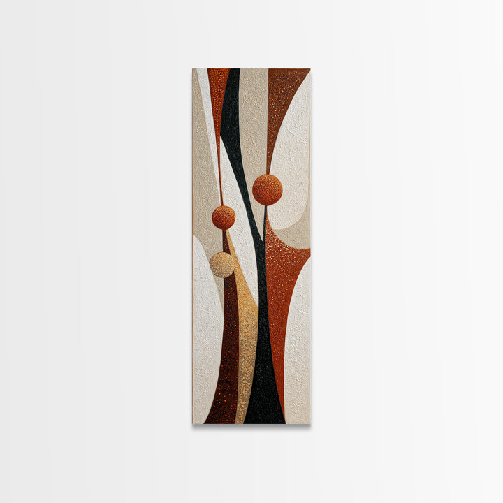 Minimal Mountain Scene Framed Canvas Print, Midcentury Modern Art, Neutral Decor, Living Room Decor, Oil Painting, Retro, MMA-1x3-75
