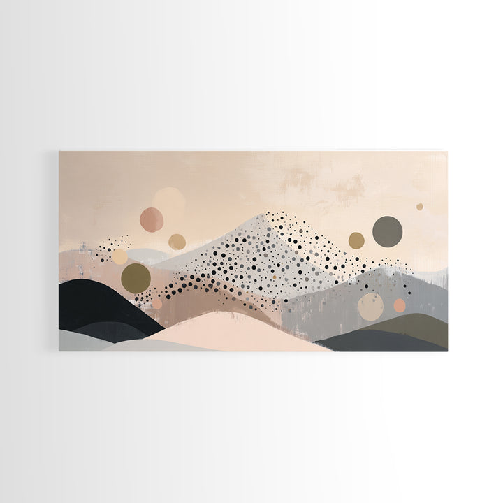 Minimal Mountain Scene Framed Canvas Print, Midcentury Modern Art, Abstract Wall Art, Living Room Decor, Watercolor Art, Retro, MMA-2x1-11