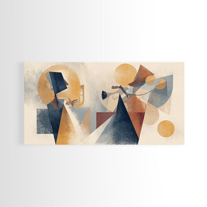 Jazz Musician in Angular Mid Century Style Canvas Print, Midcentury Modern Art, Digital Art, Living Room Decor, Retro, MMA-2x1-29