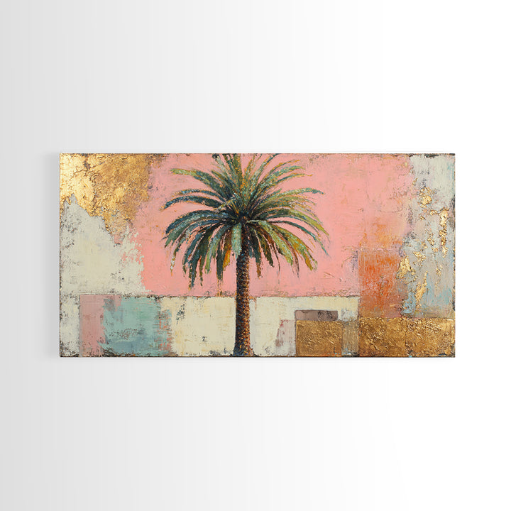 Stylized Palm Tree Framed Canvas Print, Midcentury Modern Art, Wall Decor, Living Room Decor, Fine Art, Retro, Digital Print, MMA-2x1-37
