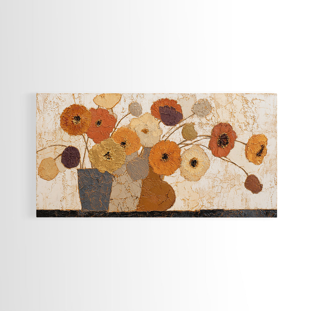 Vase of Flowers Rendered Framed Canvas Print, Midcentury Modern Art, Poster, Living Room Decor, Fine Art, Retro, Art Deco, MMA-2x1-40