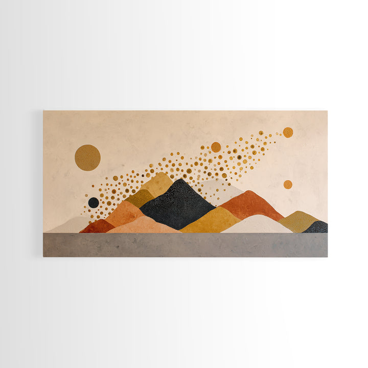 Minimal Mountain Scene Framed Canvas Print, Midcentury Modern Art, Modern Wall Art, Living Room Decor, Fine Art, Retro, MMA-2x1-59