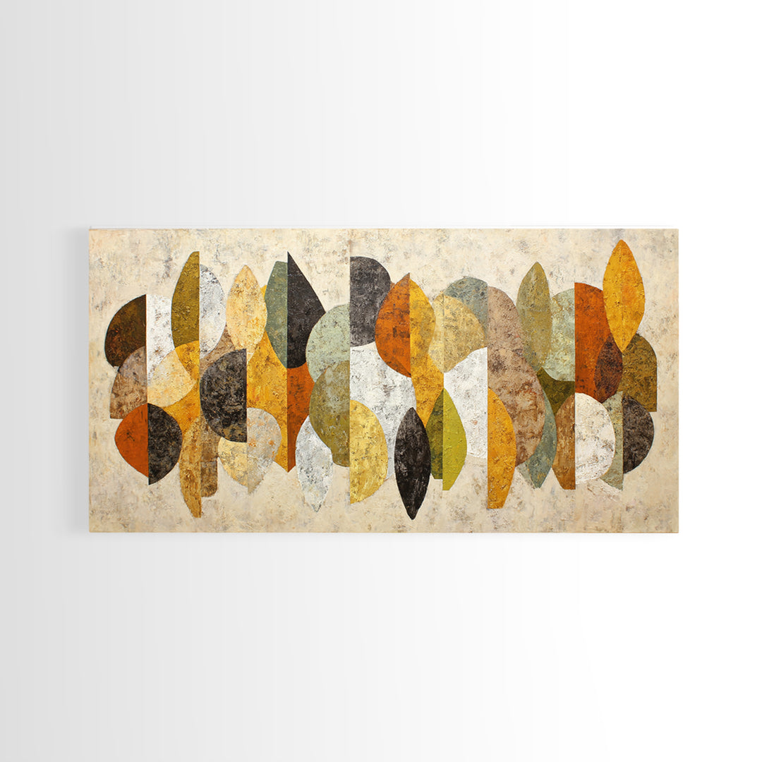 Abstract Leaf Shapes Canvas Print, Midcentury Modern Art, Art, Living Room Decor, Watercolor Art, Retro, Abstract Art, MMA-2x1-78