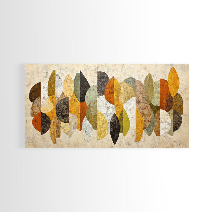 Abstract Leaf Shapes Canvas Print, Midcentury Modern Art, Art, Living Room Decor, Watercolor Art, Retro, Abstract Art, MMA-2x1-78