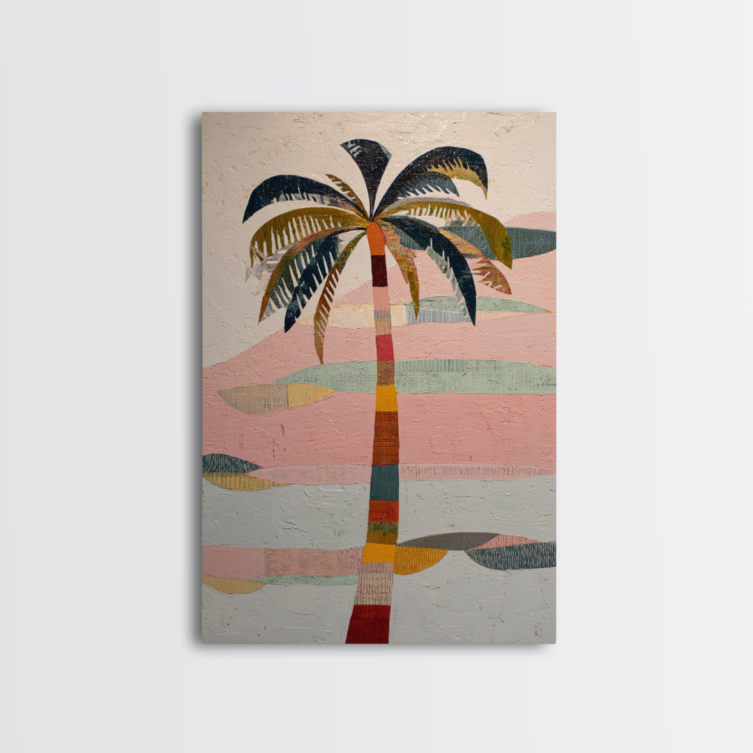 Stylized Palm Tree Framed Canvas Print, Midcentury Modern Art, Art Print, Living Room Decor, Fine Art, Retro, Abstract Wall Art, MMA-2x3-1