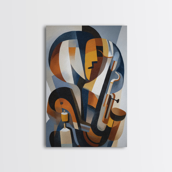 Jazz Musician in Angular Mid Century Style Canvas Print, Midcentury Modern Art, Mid Century Modern, Living Room Decor, Retro, MMA-2x3-17