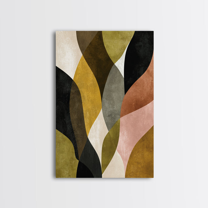 Abstract Leaf Shapes Framed Canvas Print, Midcentury Modern Art, Home Decor, Living Room Decor, Fine Art, Retro, Boho, MMA-2x3-18