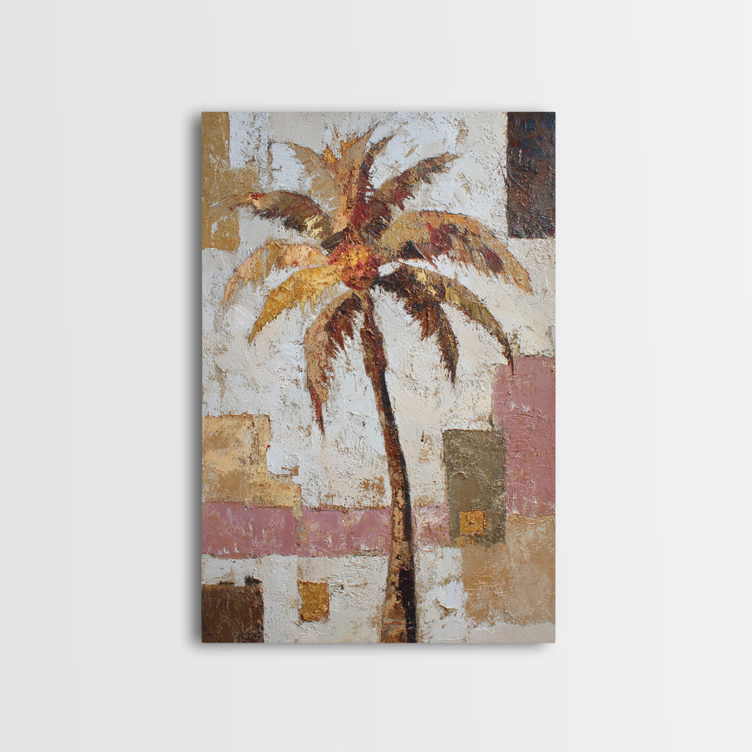 Stylized Palm Tree Framed Canvas Print, Midcentury Modern Art, Art Print, Living Room Decor, Fine Art, Retro, Abstract Wall Art, MMA-2x3-25