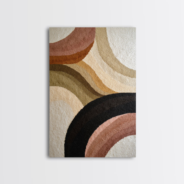 Large Sun and Hill Shapes Framed Canvas Print, Midcentury Modern Art, Living Room Decor, Abstract Art, Retro, MMA-2x3-37