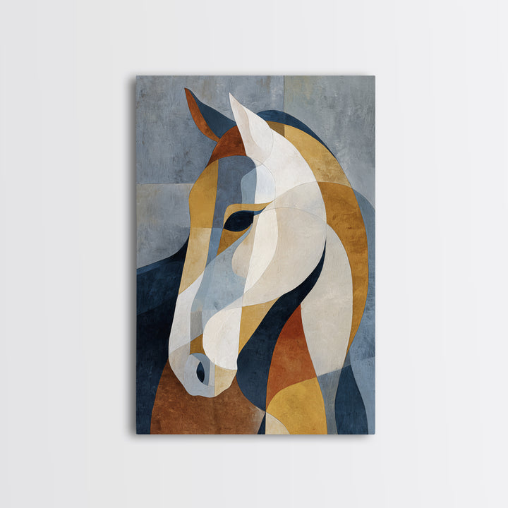 Mid Century Horse Framed Canvas Print, Midcentury Modern Art, Prints, Living Room Decor, Oil Painting, Retro, Abstract Wall Art, MMA-2x3-51
