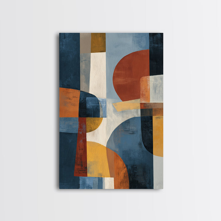 Abstract Cat in Mid Century Color Palette Framed Canvas Print, Midcentury Modern Art, Retro Wall Art, Living Room Decor, Retro, MMA-2x3-83