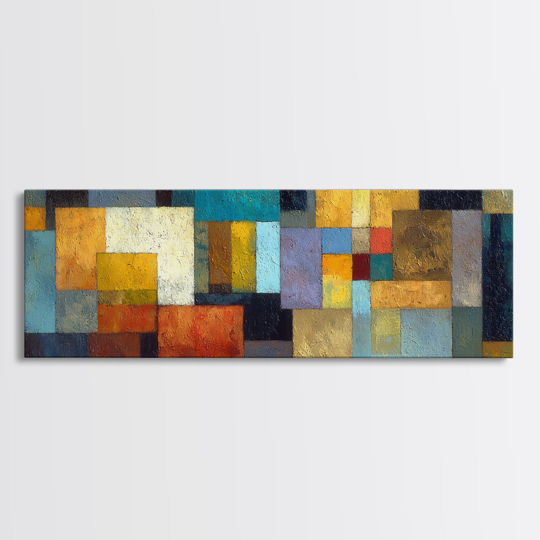 Teal Sofa Era Abstract Pattern Without Furniture Canvas Print, Midcentury Modern Art, Neutral Decor, Living Room Decor, Retro, MMA-3x1-40