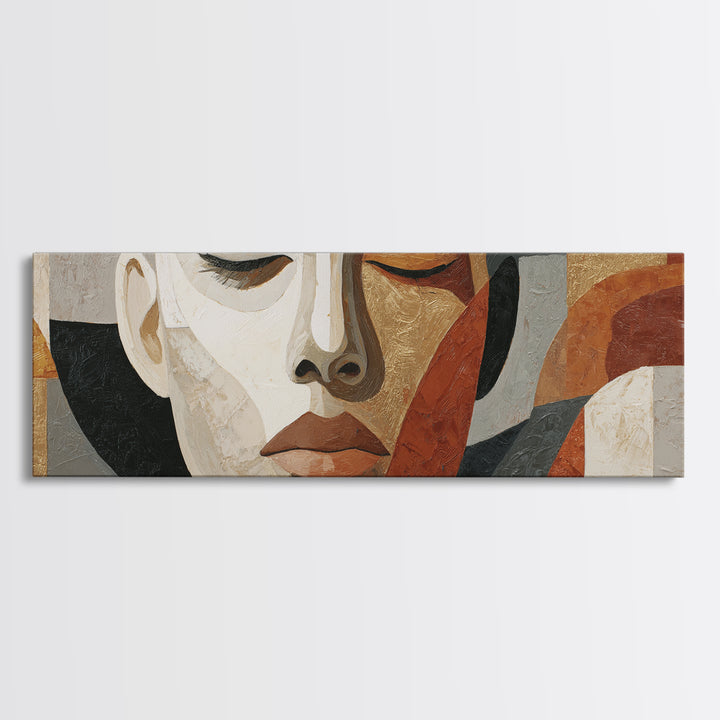 Mod Female Portrait Framed Canvas Print, Midcentury Modern Art, Prints, Living Room Decor, Fine Art, Retro, Abstract Wall Art, MMA-3x1-47