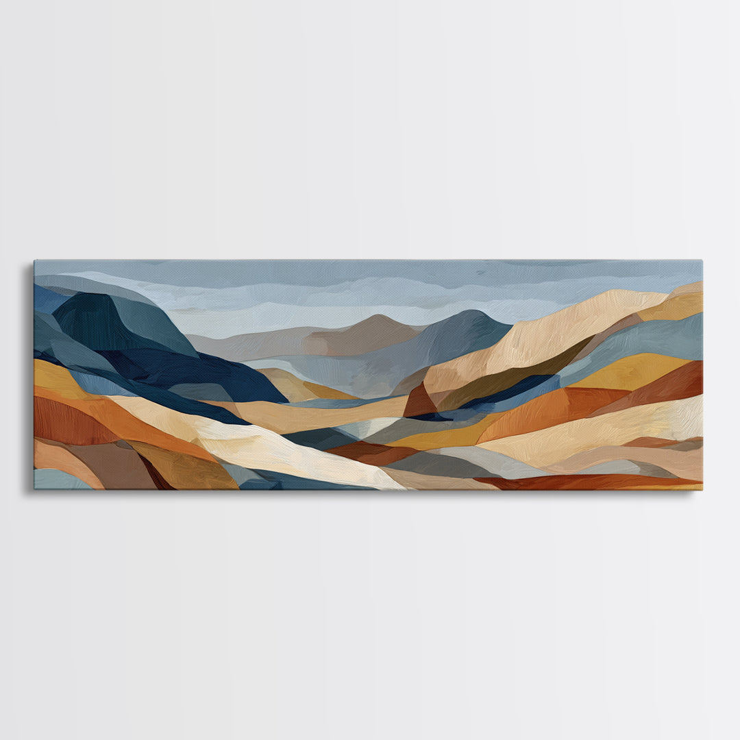 Desert Landscape Reduced to Color Blocks Canvas Print, Midcentury Modern Art, Textured Painting, Living Room Decor, Retro, MMA-3x1-48