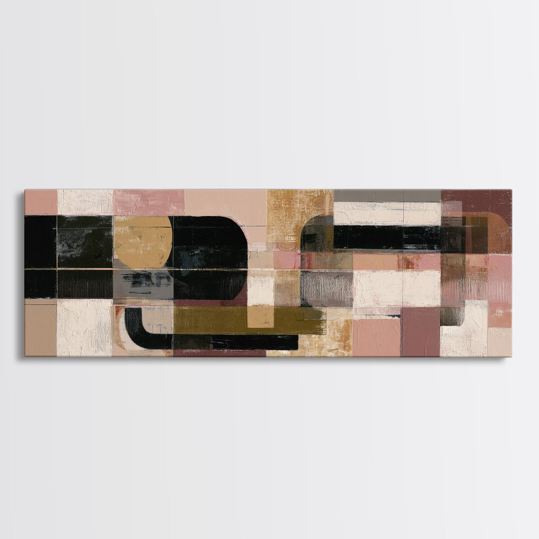 Oval and Rectangle Composition Canvas Print, Midcentury Modern Art, Boho Wall Decor, Living Room Decor, Fine Art, Retro, MMA-3x1-8