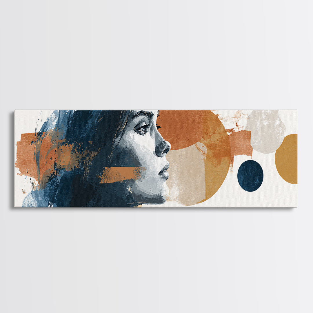 Mod Female Portrait Canvas Print, Midcentury Modern Art, Prints, Living Room Decor, Fine Art, Retro, Abstract Wall Art, MMA-3x1-95