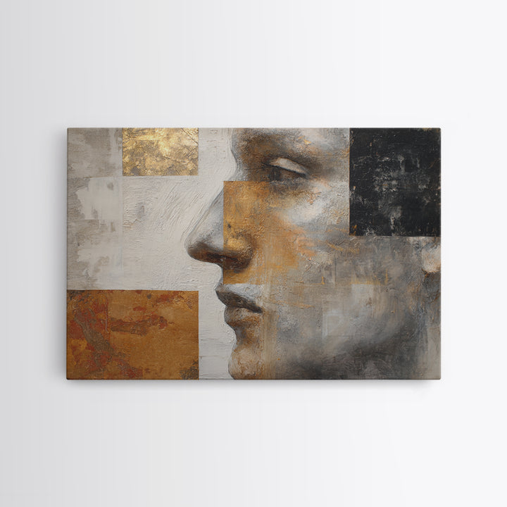 Mod Female Portrait Framed Canvas Print, Midcentury Modern Art, Room Decor, Living Room Decor, Oil Painting, Retro, Art Print, MMA-3x2-35