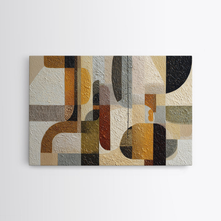 Jazz Musician in Angular Mid Century Style Canvas Print, Midcentury Modern Art, Modern Art, Living Room Decor, Oil Painting, MMA-3x2-37