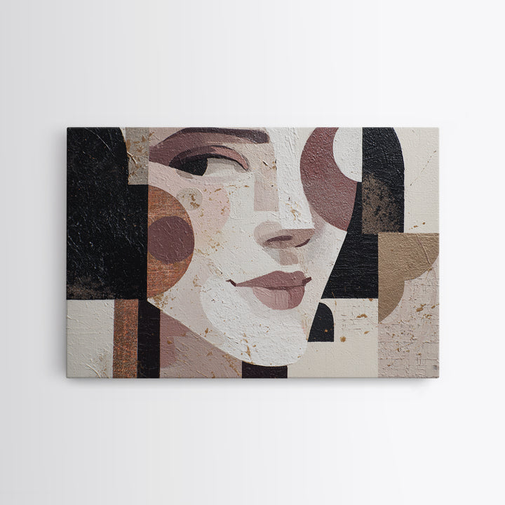 Mod Female Portrait Framed Canvas Print, Midcentury Modern Art, Prints, Living Room Decor, Fine Art, Retro, Abstract Wall Art, MMA-3x2-59