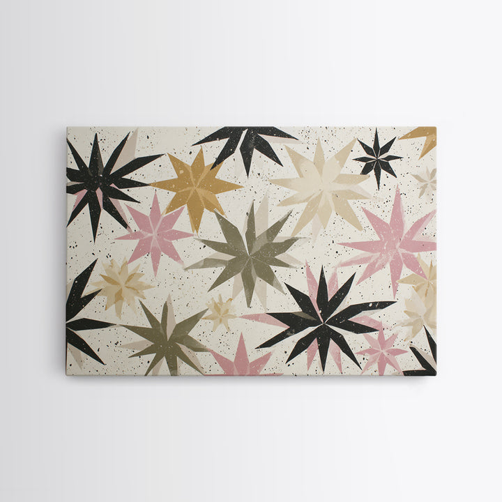 Atomic Starburst Pattern Framed Canvas Print, Midcentury Modern Art, Abstract Art, Living Room Decor, Fine Art, Retro, MMA-3x2-6