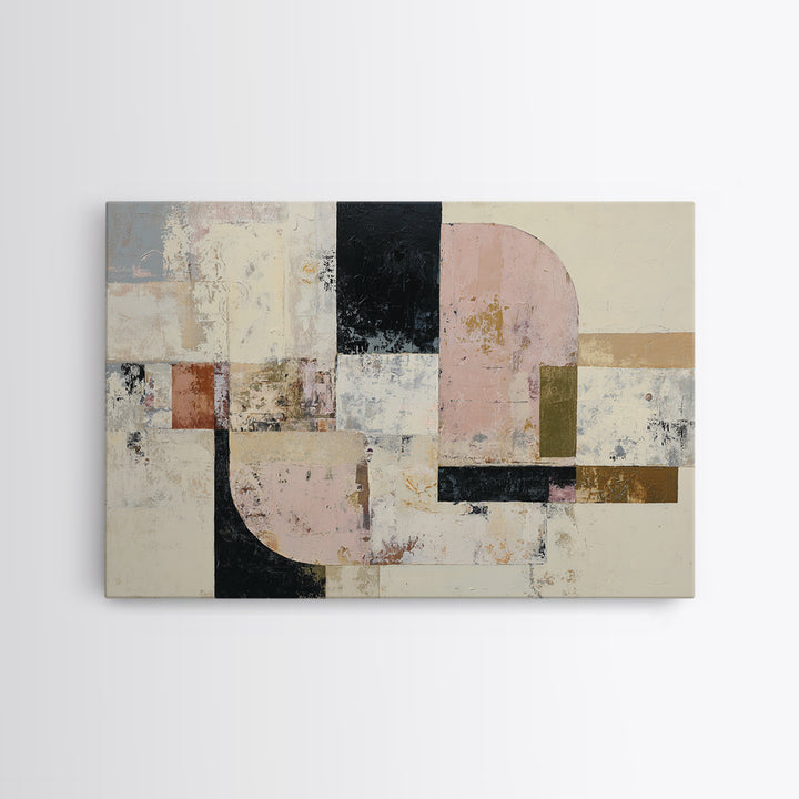 Oval and Rectangle Composition Canvas Print, Midcentury Modern Art, Minimalist Decor, Living Room Decor, Fine Art, Retro, MMA-3x2-68