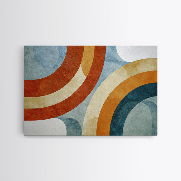 Stacked Arches in Burnt Orange and Cream Canvas Print, Midcentury Modern Art, Boho Decor, Living Room Decor, Oil Painting, MMA-3x2-89
