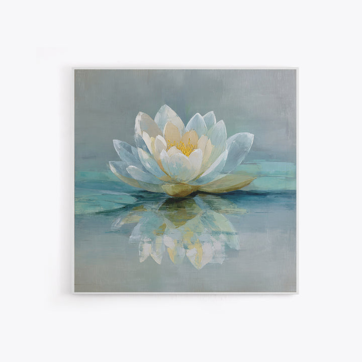 Lotus Flower Floating on Still Water Framed Canvas Print, Medical Office Art, Animal Art, Office Decor, Watercolor Art, Calm, MOA-1x1-11