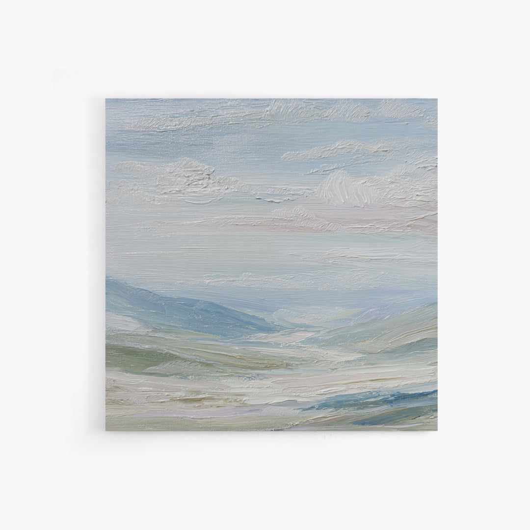 Soft Mountain Landscape Framed Canvas Print, Medical Office Art, Healthcare Wall Art, Office Decor, Oil Painting, Calm, MOA-1x1-2