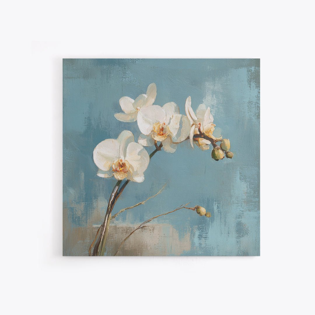 White Orchid on Gray Stone Surface Canvas Print, Medical Office Art, School Nurse Art, Office Decor, Oil Painting, Calm, MOA-1x1-30