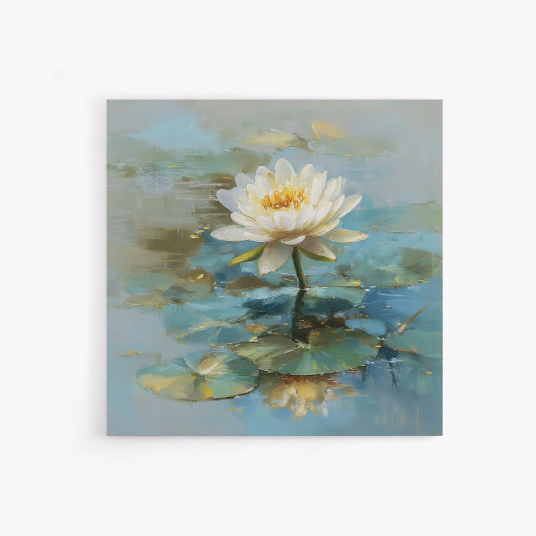 Lotus Flower Floating on Still Water Canvas Print, Medical Office Art, Brain Poster, Office Decor, Watercolor Art, Calm, MOA-1x1-35