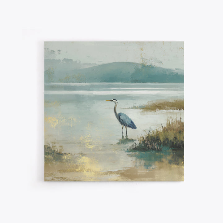 Blue Heron Standing Framed Canvas Print, Medical Office Art, Nurse Wall Art, Office Decor, Fine Art, Calm, Room Decor, MOA-1x1-38