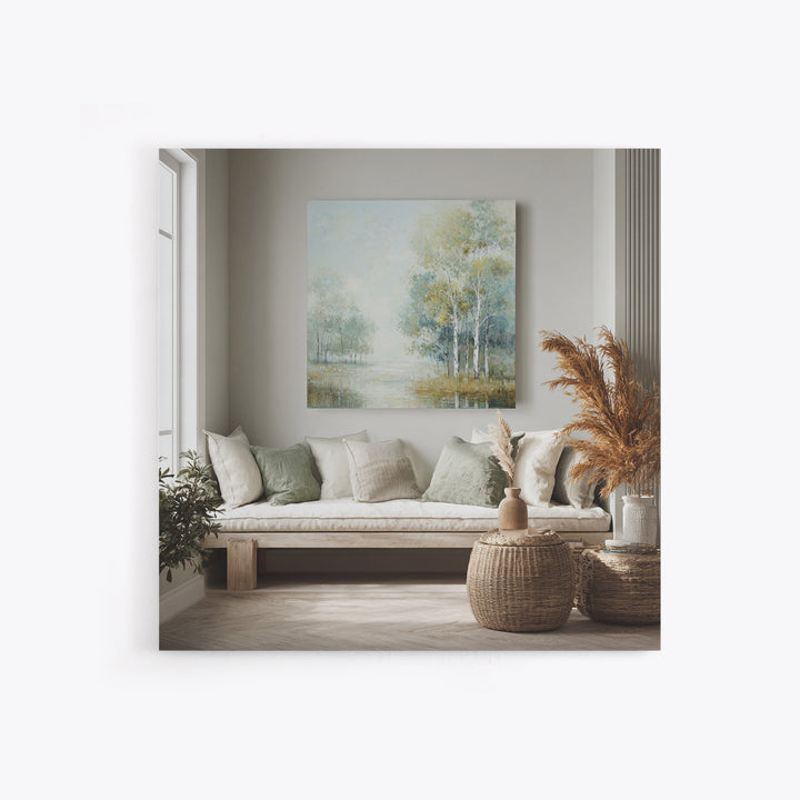 Gentle Forest Path Framed Canvas Print, Medical Office Art, Gallery Decor, Office Decor, Oil Painting, Calm, Contemporary Art, MOA-1x1-41