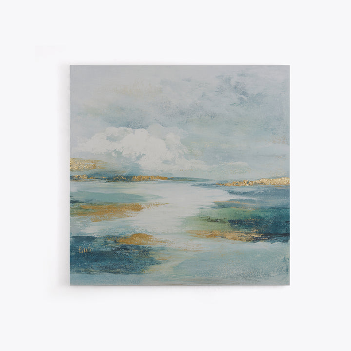 Coastal Shells and Water Study Framed Canvas Print, Medical Office Art, Dental Office Decor, Office Decor, Fine Art, Calm, MOA-1x1-44