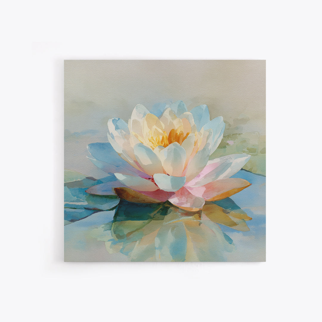 Lotus Flower Floating on Still Water Canvas Print, Medical Office Art, Neuroscience Art, Office Decor, Fine Art, Calm, MOA-1x1-59