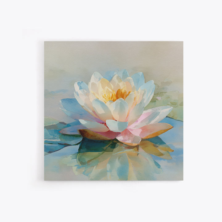 Lotus Flower Floating on Still Water Canvas Print, Medical Office Art, Neuroscience Art, Office Decor, Fine Art, Calm, MOA-1x1-59