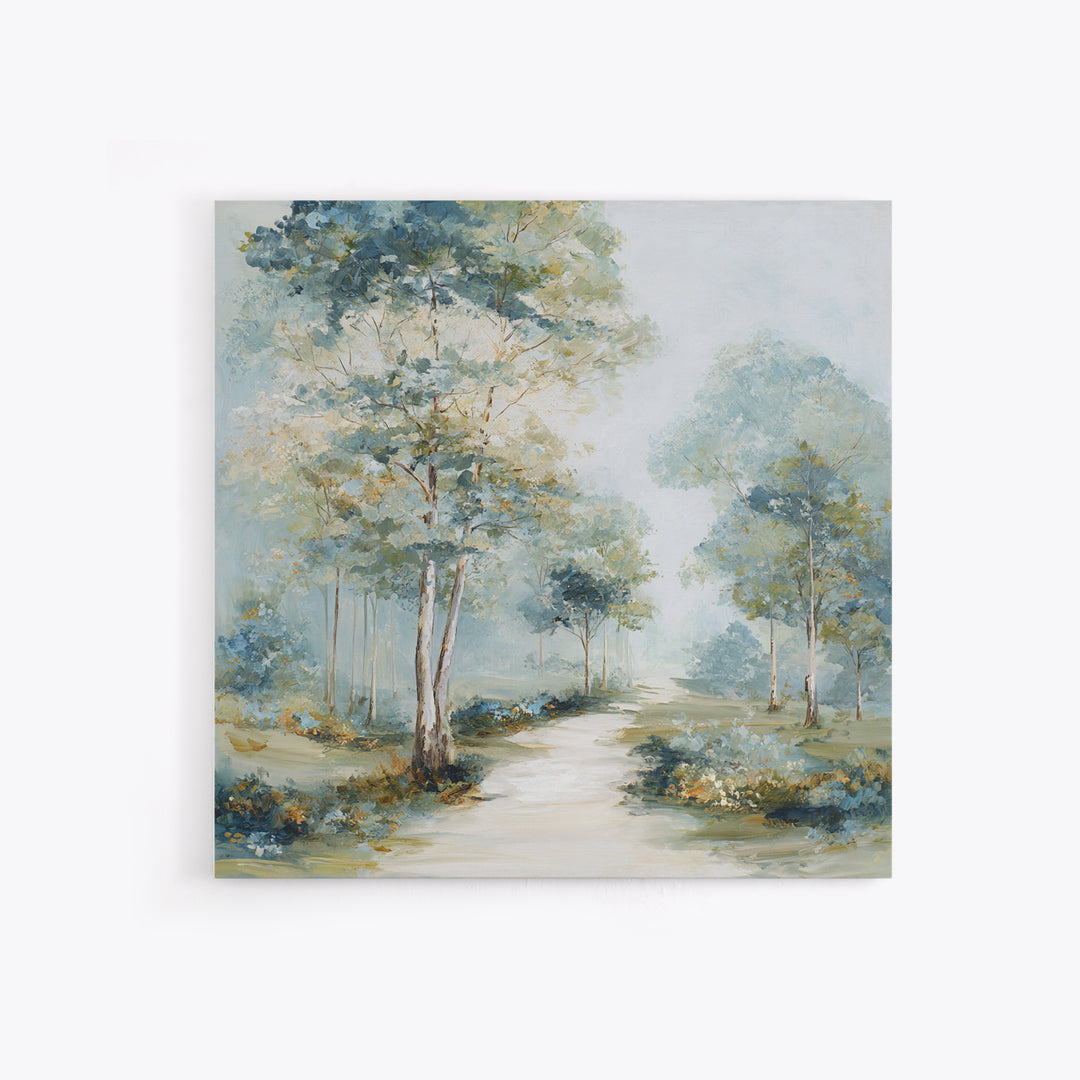 Gentle Forest Path Framed Canvas Print, Medical Office Art, Gallery Decor, Office Decor, Oil Painting, Calm, Contemporary Art, MOA-1x1-65