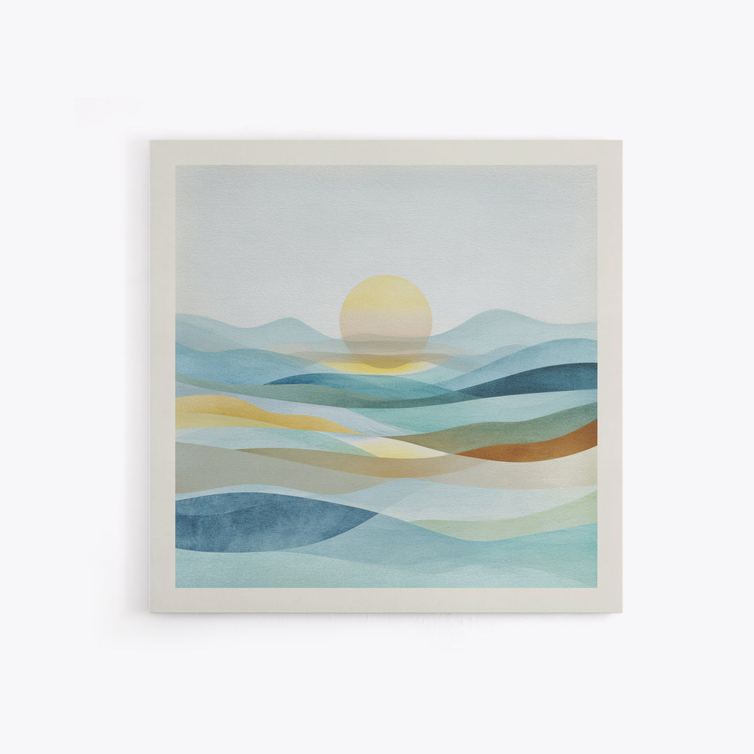 Minimal Sunrise over Rounded Hills Framed Canvas Print, Medical Office Art, Biology Art, Office Decor, Fine Art, Calm, MOA-1x1-71