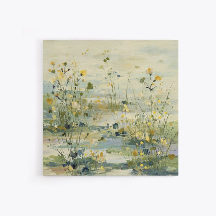 Sunlit Meadow with Wildflowers and Calm Mood Framed Canvas Print, Medical Office Art, Biology Art, Office Decor, Fine Art, Calm, MOA-1x1-84