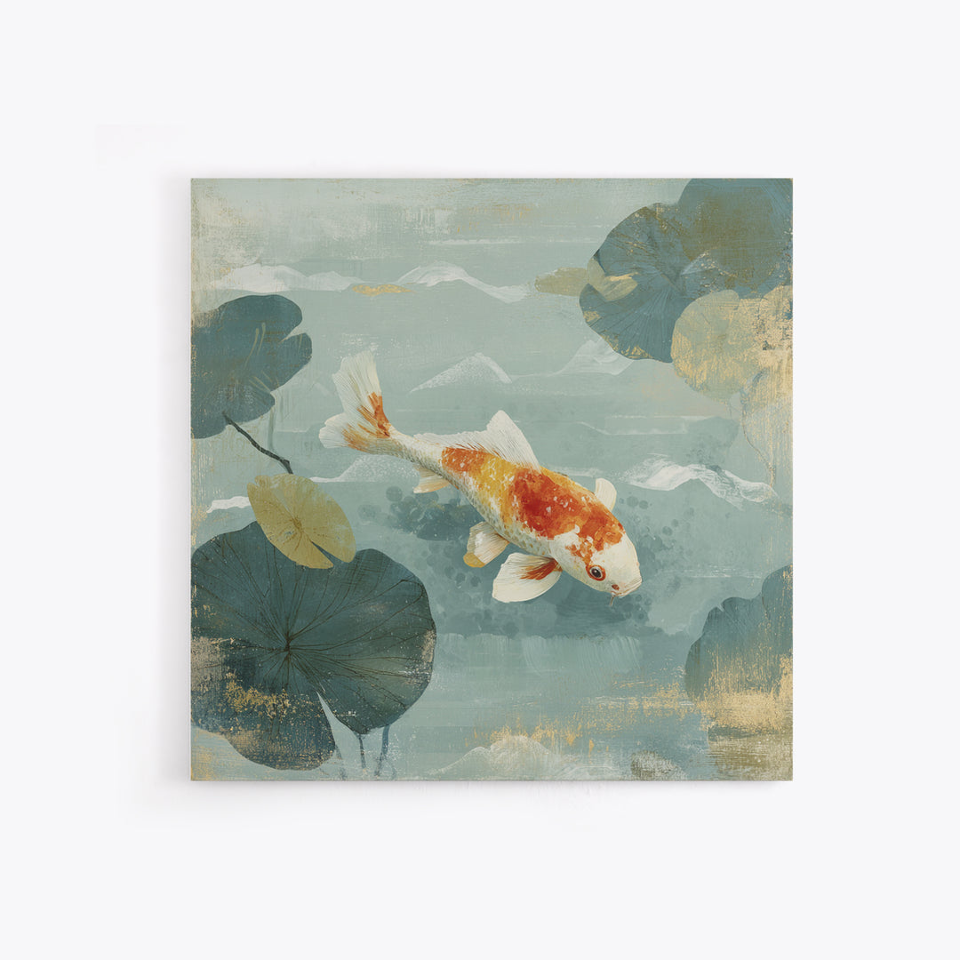 Calm Koi Fish Swimming Through Clear Water Canvas Print, Medical Office Art, Neuroscience Art, Office Decor, Fine Art, Calm, MOA-1x1-94