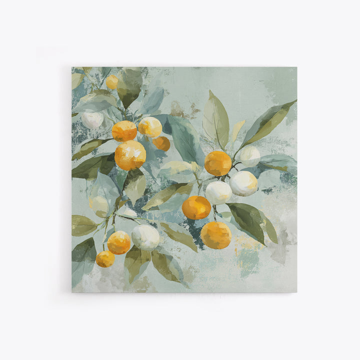 Fresh Citrus and Leaves for Bright Optimism Framed Canvas Print, Medical Office Art, Printable Wall Art, Office Decor, Calm, MOA-1x1-96