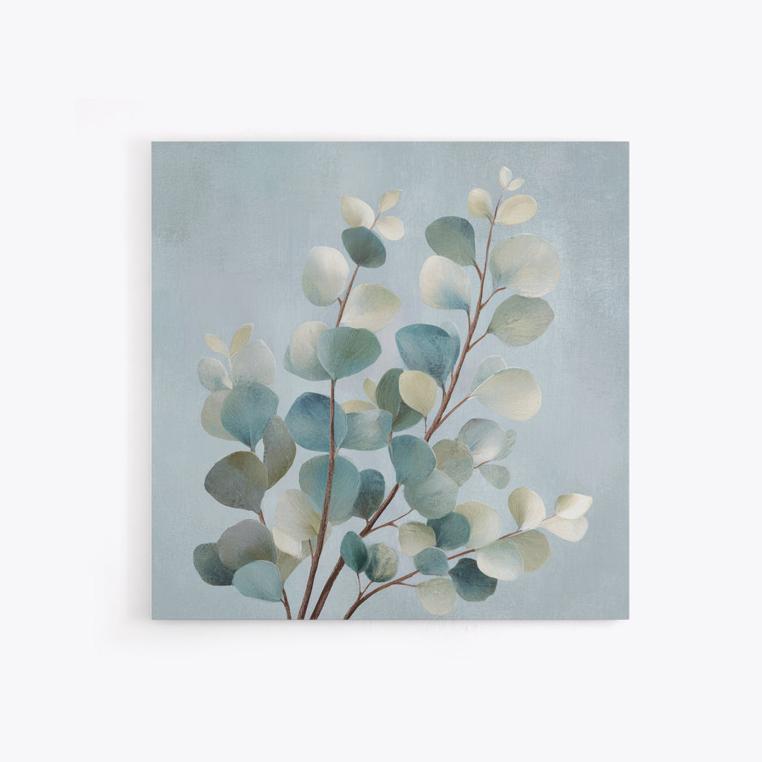 Botanical Eucalyptus Branch Canvas Print, Medical Office Art, Wall Art, Office Decor, Oil Painting, Calm, Printable Card, MOA-1x1-99