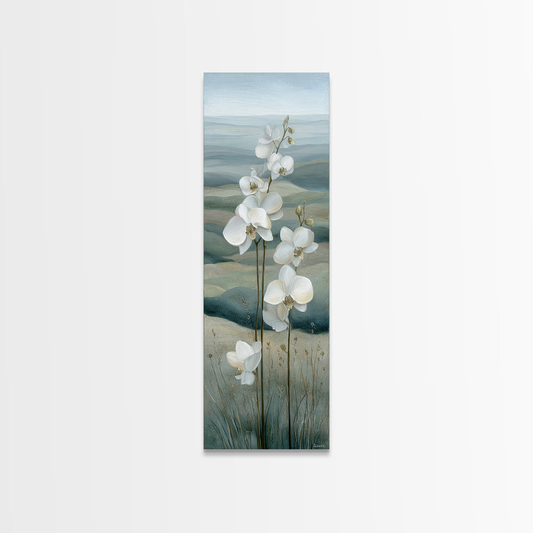 White Orchid on Gray Stone Surface Canvas Print, Medical Office Art, Nurse Wall Art, Office Decor, Fine Art, Calm, Room Decor, MOA-1x3-18