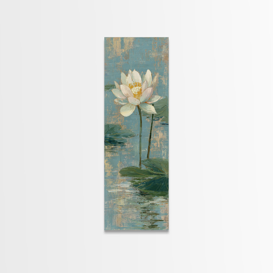Lotus Flower Floating on Still Water Canvas Print, Medical Office Art, Digital Art, Office Decor, Watercolor Art, Calm, MOA-1x3-23