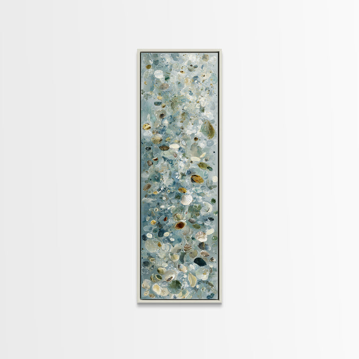 Coastal Shells and Water Study Canvas Print, Medical Office Art, Textured Painting, Office Decor, Calm, Minimalist Art, MOA-1x3-32