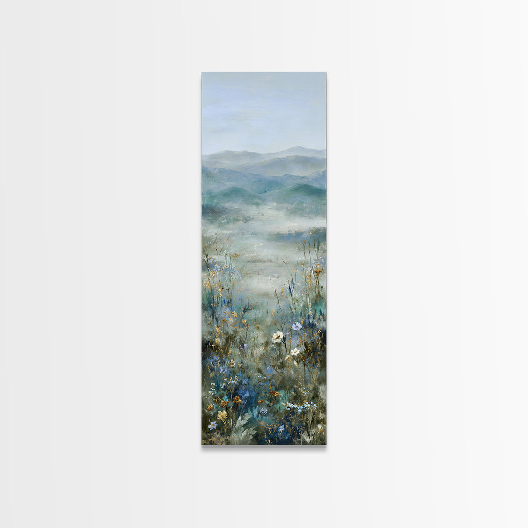 Sunlit Meadow with Wildflowers and Calm Mood Canvas Print, Medical Office Art, Wall Art, Office Decor, Watercolor Art, Calm, MOA-1x3-48