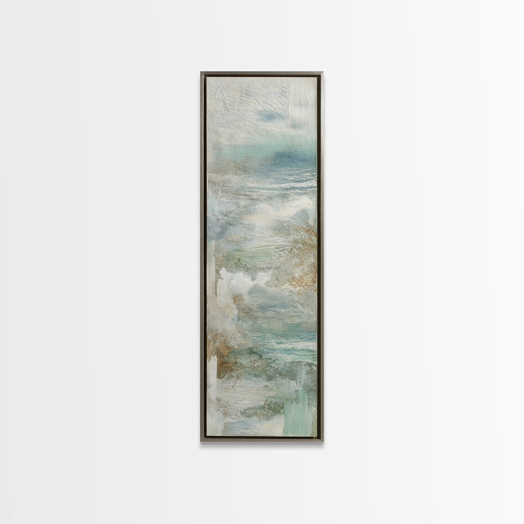 Coastal Shells and Water Study Framed Canvas Print, Medical Office Art, Medical Art, Office Decor, Fine Art, Calm, Biology Art, MOA-1x3-80