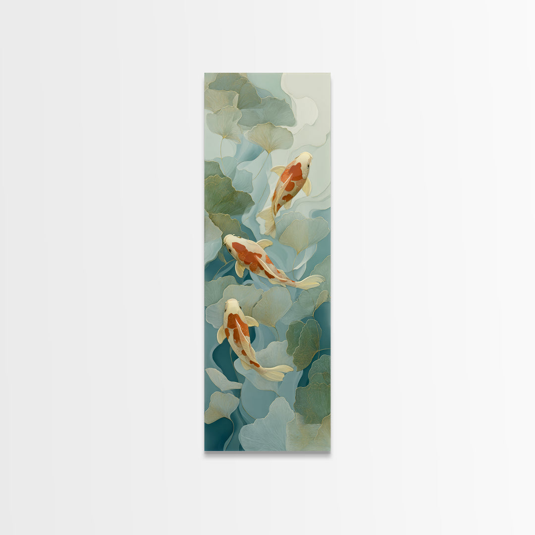 Calm Koi Fish Swimming Through Clear Water Canvas Print, Medical Office Art, Gallery Decor, Office Decor, Oil Painting, Calm, MOA-1x3-82