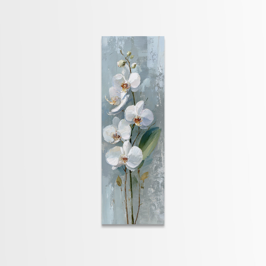 White Orchid on Gray Stone Surface Canvas Print, Medical Office Art, Art Print, Office Decor, Oil Painting, Calm, Printable Art, MOA-1x3-90