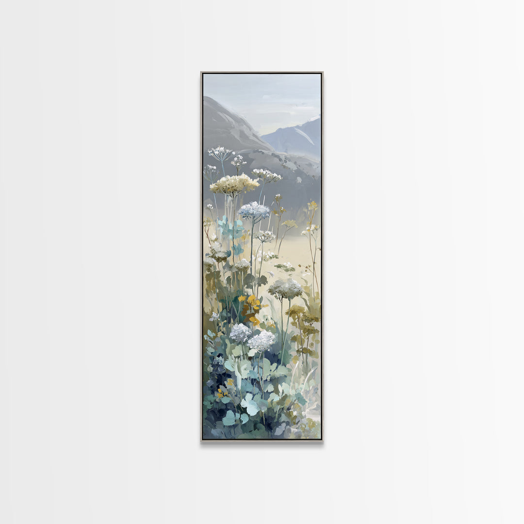 Sunlit Meadow with Wildflowers and Calm Mood Framed Canvas Print, Medical Office Art, Brain Poster, Office Decor, Calm, MOA-1x3-96